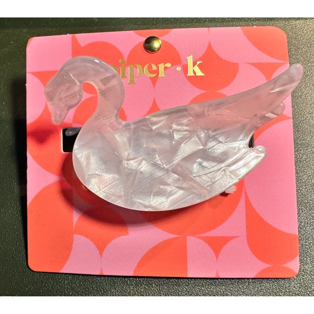 Piper K‎ Swan Hair Claw Clip Acetate Pink White Marble Hair Accessory